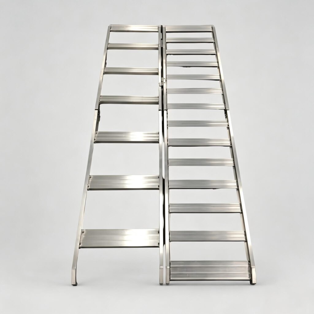 Aluminum Folding Motorcycle Loading Ramp – 6-Step Anti-Slip, Portable